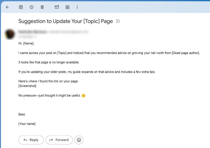Sample email pitch